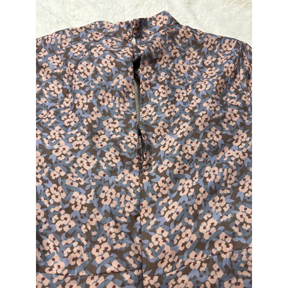 Barneys New York Dress Womens M Blue Floral Good Tie Neck Long Sleeve - Picture 5 of 5